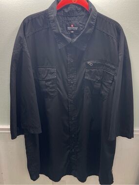 South Pole Men's Black Lightweight Button-Up Utility Shirt Jacket